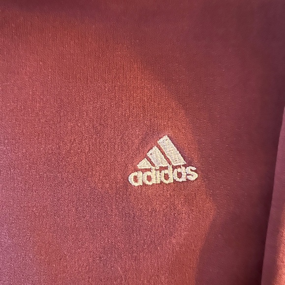 Adidas Red V-Neck 90’s Vintage Long Sleeve Thick Shirt - Picture 7 of 9
